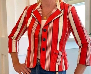 Luella Target red white blue stripe Carnaby Street fitted jacket pockets XS - Picture 1 of 8
