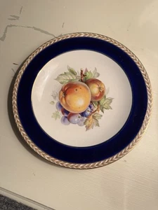1930s Crown Ducal 9" Fruits Blue Band & Gold Laurel Rim Plate England - Picture 1 of 2