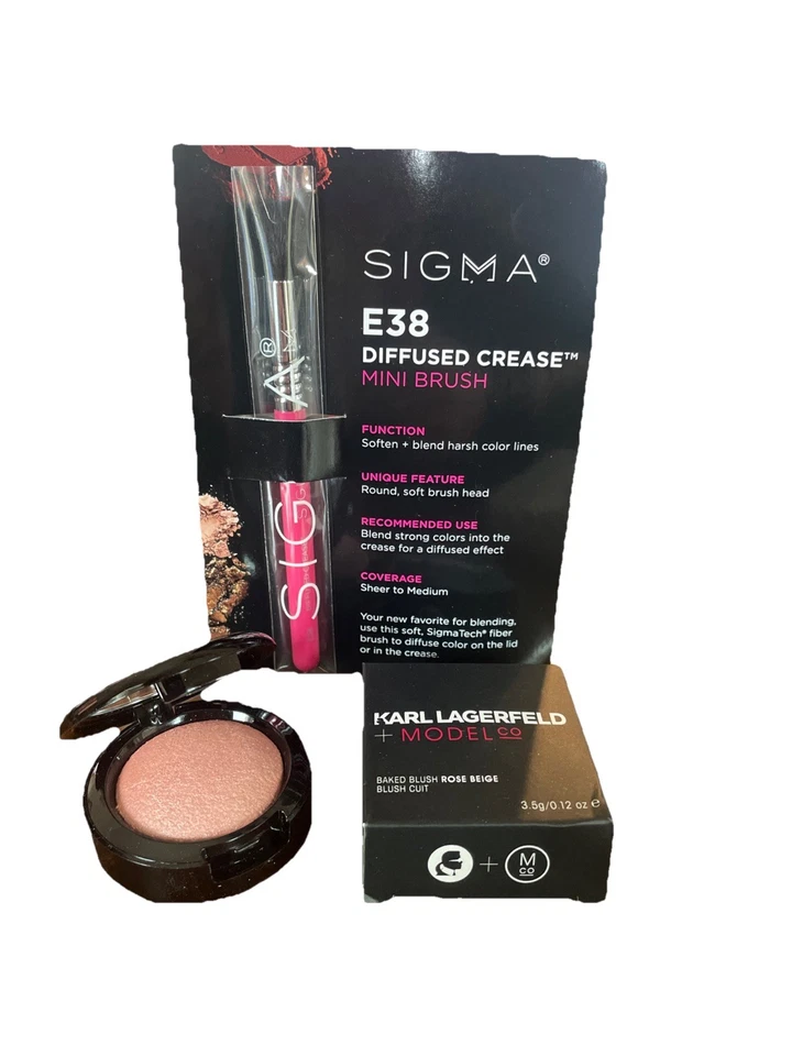 KARL LAGERFELD+ MODELCO RUBOR AL HORNO ROSA BEIGE 12 OZ + SIGMA E38 MINI JUEGO DE PINCELES Foto 1 de 1