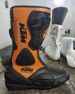 Hombres KTM Cuero Motocicleta Carreras Moto Cuero Botas de Montar Cuero - Imagen 1 de 2