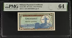 50 Cents Military Payment Certificate. MPC United States Series 681 PMG 64. UNC - Picture 1 of 2