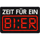 Lustiger Patch "Zeit fr ein Bier" Aufnher Sticker aufbgel Applikation 75x50mm