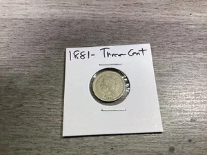 1881 Three Cent Nickel U.S. Coin in Fine Condition-061124-26 - Picture 1 of 4