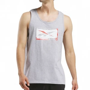 Reebok Herren Logo Grafikdruck Tank Top Baumwolle ärmellos grau meliert Large - Bild 1 von 5