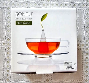 Tea Forte Tea Cup Sontu Artisan Handblown Glass w/ Large Saucer - NIB - Picture 1 of 3