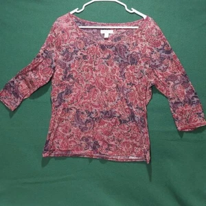 Coldwater Creek Women's Medium Blouse 3/4 Sleeve Sheer Embellished Shirt - Picture 1 of 8