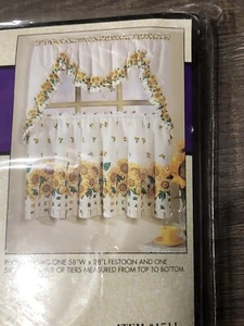 2 juegos de cortinas de girasol y festón a medida de colección EE. UU. LEER - Imagen 1 de 4