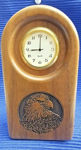 Lasercraft Desktop Clock Wood Laser Engraved withe head eagle Needs battery - Picture 1 of 7