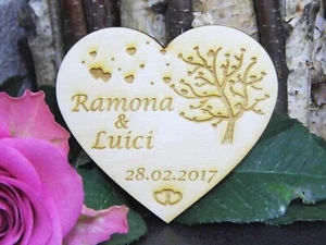 Hochzeitsherzen mit Gravur und Magnet, 8 cm Herzbaum personalisiert Hochzeit - Bild 1 von 2