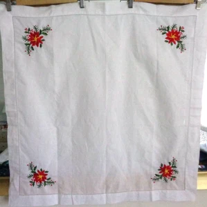 Beautiful Ramie/Cotton Christmas Poinsettia Square Tablecloth 85cm x 85cm - Bild 1 von 4