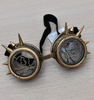 SteamPunk Disfraz Gafas Gótico Punk Loco Científico Accesorios Dorado Italia Foto 1 de 3
