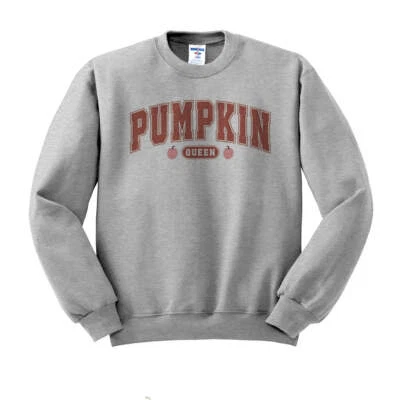 Pumpkin Queen Halloween Arco Universitario Otoño Cuello Redondo Sudadera Boho Retro Unisex Foto 1 de 4
