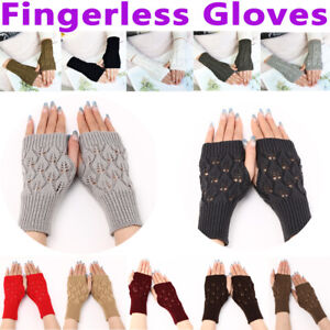 Women's Cable Fingerless Gloves Knit Arm Warmers Long Sleeve Winter Warm Mittens
