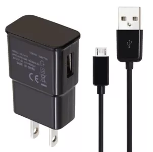 Wall Charger Adapter +Micro USB Cable Cord High Quality For Android Phones Black - Picture 1 of 4