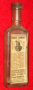 Antique Quack Patent Medicine Bottle Toneka Liniment w/ American Indian Theme - Picture 1 of 4