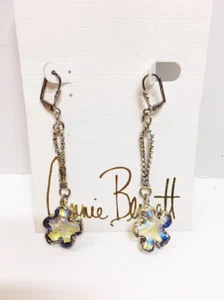 New American Made Artist Connie Bennett Long Moonstone Glass Pierced Earrings - Picture 1 of 1