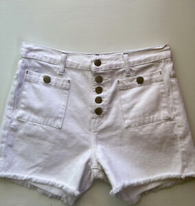 J Brand Women's White Denim Button Joan Shorts Size 26 JB002060