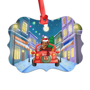 Funny Red Doberman Pinscher Dog Riding Red Truck City Light Ornament Xmas Gift