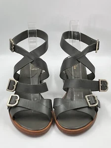 Brooks Brothers/Zac Posen Women's Olive Green Wedge Sandals Size 9M Strappy - Picture 1 of 15
