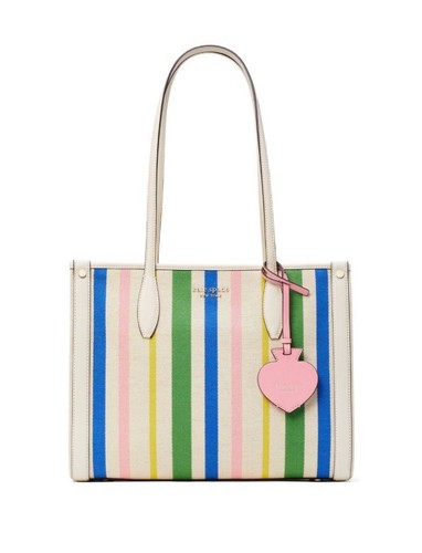 Borsa Kate Spade New York Market Breezy Stripe Tote pergamena Multi NUOVA