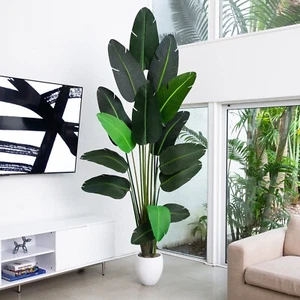 9’ Artificial Travelers Palm Tree Home Office Decor (Real Touch). Retail $324 - Picture 1 of 6