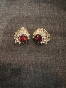 HSN ruby and diamonique clip earrings - Picture 1 of 3