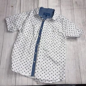Boys Perry Ellis White/Blue Patterned Button Down Short Sleeve Shirt Size 8 - Picture 1 of 4