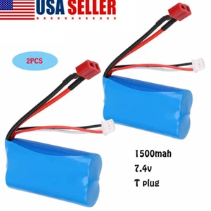 Rechargeable Lipo Battery 7.4V 1500mAh for WLtoys 4WD Rc Cars 12403 12401 12402 - Picture 1 of 7