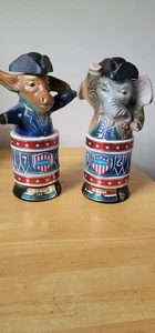 Jim Beam Political Decanters Bourbon Whiskey Bicentennial Elephant & Donkey VTG - Picture 1 of 4