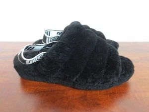 UGG Fluff Yeah Slide Sandalen Lammfell Plateau Slingback Damengröße 8 schwarz - Bild 1 von 12