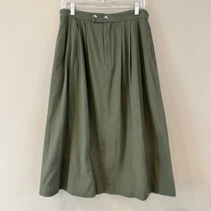 Vintage LL Bean Skirt Women 16 Olive Green Khaki Midi Made in USA Goblincore - Bild 1 von 9