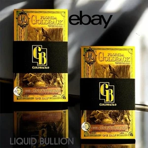 LOTE 25 X 1/2 FLORIDA ALPHA GOLDBACK AURUM BILLETE DE LÁMINA DE ORO DE 24KT BU 1/2000 OZ BU - Imagen 1 de 5