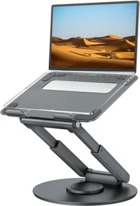 Tounee Telescopic Laptop Stand for Desk with 360° Swivel Base, Sit to Stand, Hei - Afbeelding 1 van 12