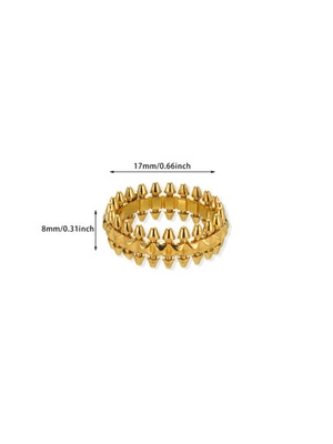 Anel de bala vintage aço inoxidável tom dourado geométrico banda punk joias masculinas - Imagem 1 de 4