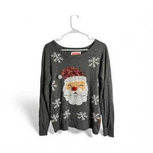 Tipsy Elves Pailletten Santa Schneeflocke hässlicher Weihnachtspullover Größe Medium 5658 - Bild 1 von 8