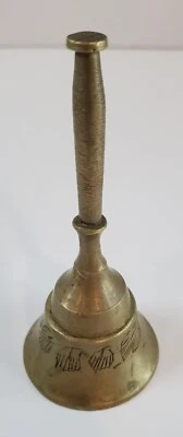 Vintage Brass Bell Etched Leaves Design Made In India - Image 1 of 4
