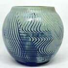 Okrągły wazon ceramiczny podpisany niebiesko-zielony turkusowy Dave Martin Studio Wisconsin 4,5 cala