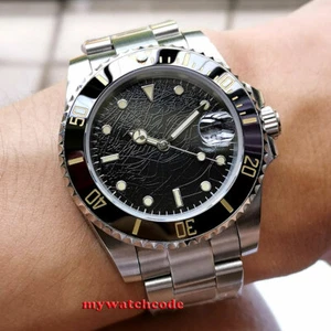 40mm BLIGER black sterile dial ceramic sapphire glass date automatic mens watch - Picture 1 of 5