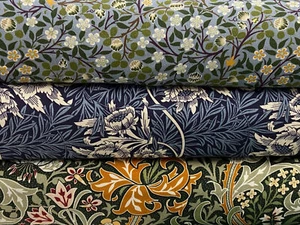 William Morris V&A Viskose Stoff von 1/2M* Klee goldene Lilie Tulpe & Weide - Bild 1 von 8