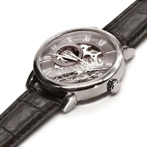 Mechanical Watch STYLISH MAN Black, Silver, Black. Shipping from US. Classic - Picture 1 of 8