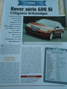 Rover Série 600 Si l'élégance britannique 1993 Fiche Automobile - Picture 1 of 2