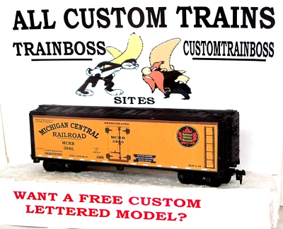HO SCALE CUSTOM LETTERED MICHIGAN CENTRAL RR REEFER.  page 12 AVAIL IN O SCALE - Image 1 of 4