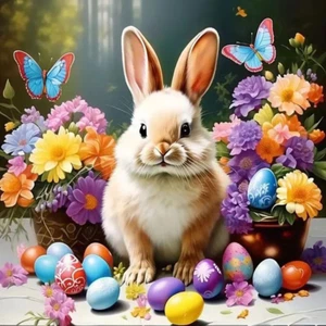 Easter Bunny Diamond Painting Kits for Adults,Diy 5D Full Drill round Diamond... - Picture 1 of 6