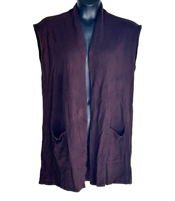 Hampshire Studio XL Womens Brown Sleeveless Cardigan Sweater Vest With Pockets Foto 1 de 4