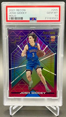 2021-22 Josh Giddey Holo RC Rookie PSA 10 Gem Mint Panini Recon #10 POP 2 - Image 1 of 2