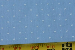 34" Long, Vintage, Tiny White Hearts on Light-Blue Lighter-Weight Cotton, P8757 - Picture 1 of 5