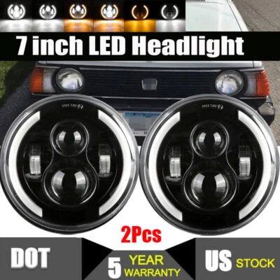 7 英寸圆形 LED 车头灯 DRL 高低光束适用于斯巴鲁标准 DL XT GLF Justy — 第 1/4 张图片