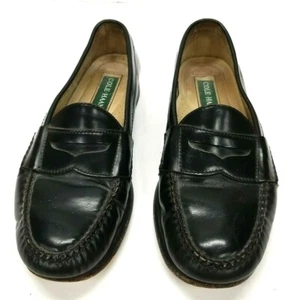 COLE HAAN MENS 3503 PINCH PENNY SLIP ON LOAFER SHOES BLACK LEATHER 8.5 D US - Picture 1 of 6