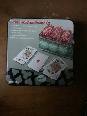 Texas Hold'em Poker Kit Inc 4g Casino Style Chips , Cards Green Felt ,complete - Image 1 of 4