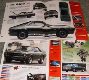AMC AMX 1968 información de especificaciones póster original folleto anuncio 68 69 70 390 - Imagen 1 de 1